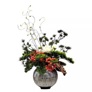 Nouvelles décorations de style chinois, plantes et arrangements floraux simulés pour hôtels, restaurants, hall d'entrée, <span class=keywords><strong>fleurs</strong></span> en pot - Product Image 3