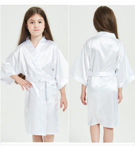 Albornoz de satén para bebé de alta calidad personalizado, vestido de noche de seda blanca para niños, pijamas 2022, venta al por mayor, bata de satén para niños - Product Image 2