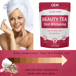 Thé de beauté et de santé aux super herbes OEM pour éclaircir la peau, mélange naturel d'orge, de graines de coix et de rose, végétalien, boîte de 20 sachets de thé - Product Image 2
