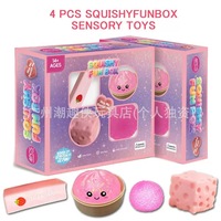 Lot de 8 jouets sensoriels anti-stress en TPR souple à rebond lent, boîte amusante de jouets compressibles à la maltose, vente en gros