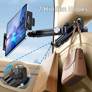 Flexible Alloy+Plastic <b>Car</b> Seat Headrest Hook Magnetic Phone <b>Tablet</b> <b>Holders</b> Stretchable Adjustable Anti-Slip Stable 360 Rotation - Product Image 4