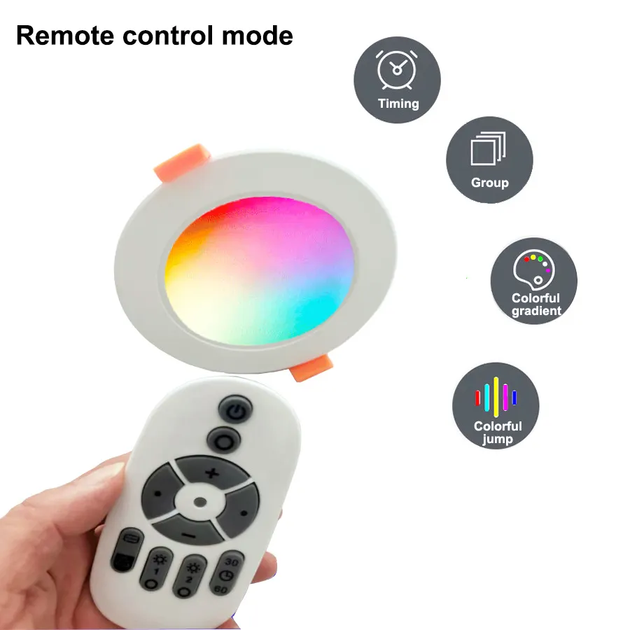 Factory Adjust 9W Downlight Full Color Anti Graffiti WIFI Remote Control Voice RGBCW LED Smart Downlights for Home Light