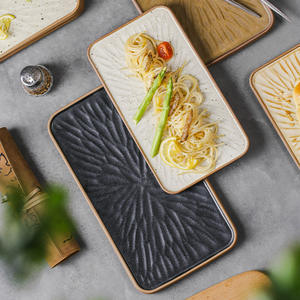 Restaurante Banquete Platos para servir Arcilla Vajilla cuadrada Vajilla Pasta Entrantes Carne Comida Vajilla Plato de cerámica de terracota - Product Image 1