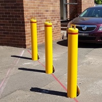 Poteau de sécurité en acier jaune, verrouillable, amovible, avec clé, pour installation souterraine