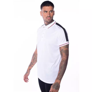 T-shirt col roulé 100 % coton personnalisé avec logo, manches courtes, écologique, respirant, technique jersey, design vierge, pour homme grande taille - Product Image 1