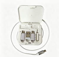 Boîte de rangement pour câble de charge rapide 60W en ABS noir avec logo personnalisé, kit de câbles multifonction avec support de téléphone, kit de câbles en cadeau