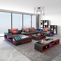 Moderne Design-Wohnlandschaft aus Leder mit LED-Beleuchtung