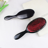 Peigne de massage ovale personnalisé avec logo pour démêler les cheveux, brosse à poils de sanglier et nylon