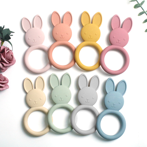 Juego de juguetes para dentición de bebé de silicona suave con diseño de conejito Animal de grado alimenticio, juguetes infantiles orgánicos ecológicos, mordedores de silicona sin Bpa - Product Image 3