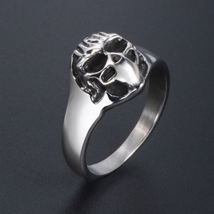 Men's <b>Titanium</b> Steel Skull <b>Ring</b> Retro Punk Style Skeleton Design Gift Jewelry SA239 - Product Image 3