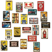 Plaque Métallique Personnalisable Vintage pour Garage, Affiche Décorative Rétro, Plaque Publicitaire en Métal avec Logo Moto, Décoration Murale