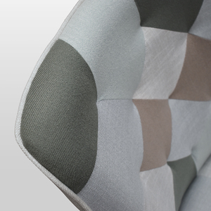Fauteuil Mila avec repose-pieds, tissu multicolore, pieds en bois, fauteuil inclinable d'intérieur - Product Image 4