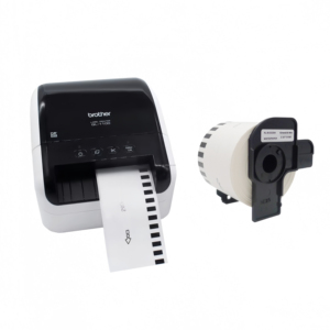 Etiquetas continuas de alta calidad para Brother <span class=keywords><strong>QL</strong></span> <span class=keywords><strong>800</strong></span>, pegatina impermeable negra personalizada, carrete térmico directo para supermercado, permanente - Product Image 1