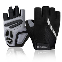 Guantes Deportivos Unisex de Poliéster para Verano, Transpirables, Acolchados con Gel, Correa Ajustable para la Muñeca, Compatibles con Pantallas Táctiles, Antideslizantes, de Medio Dedo