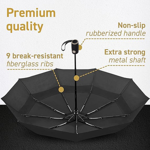 Parapluie pliable de golf noir extra large de 21 à 27 pouces Protection coupe-vent contre les tempêtes avec contrôle manuel de la ventilation pour hommes et femmes - Product Image 6