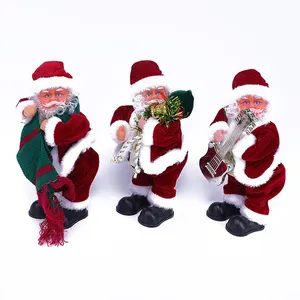 2024 Newest Electric Santa Musical Dancing with music Twerk ing Santa Claus play the guitar gifts Christmas ornament doll toy