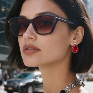 Gafas de sol Cat Eye Fy-99260 para mujer, montura negra de PC, protección UV400, estilo urbano para exteriores. - Product Image 1