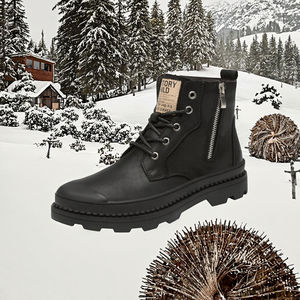 Bottes d'hiver classiques pour hommes en cuir de vache véritable noir, confortables pour l'automne et l'été - Product Image 3