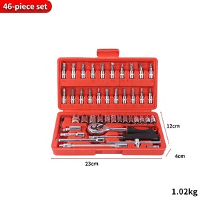Juego de Llaves de Trinquete Profesional de 24/46 Piezas, Kit de Herramientas Manuales para Reparación de Automóviles, <span class=keywords><strong>Caja</strong></span> de Herramientas Mecánicas para Mantenimiento del Hogar y del Automóvil - Product Image 2