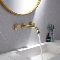 Robinet mural de salle de bain au design moderne à double poignée, gris anthracite, pour lavabo, eau chaude et froide, idéal pour appartement