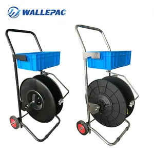 Wallepac PP Belt Carro de flejado ligero Dispensador de flejado de polietileno con caja de herramientas de gran capacidad