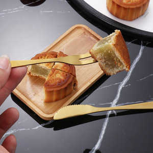 Juego de tenedores de acero inoxidable para frutas, postres y pasteles, tenedor de dos dientes, cuchillo y tenedor para pastel de luna, set de regalo viral de celebridades de internet - Product Image 4