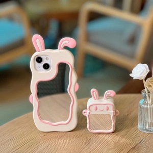 Maquillage mignon lapin miroir Silicone antichoc coque de téléphone pour <span class=keywords><strong>IPhone</strong></span> 15 14 13 12 11 Pro Max Plus XS XR X 8 + 7 Plus mode - Product Image 3