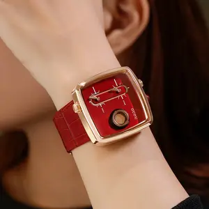 GUOU-reloj cuadrado de moda para mujer, pulsera con personalidad Unisex, esfera grande, versión coreana, para parejas, 8151