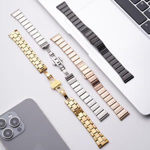 <span class=keywords><strong>Correas</strong></span> de reloj de silicona de alta gama DIY compatibles con relojes y dijes de reloj, correa de acero inoxidable con forma de bambú - Product Image 3