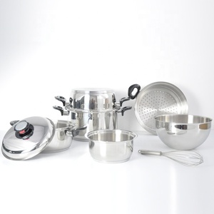 Juego de ollas y <span class=keywords><strong>sartenes</strong></span> de <span class=keywords><strong>acero</strong></span> <span class=keywords><strong>inoxidable</strong></span>, utensilios de cocina de grado quirúrgico, sin agua y sin aceite, para cocina casera, 18 Uds. - Product Image 2