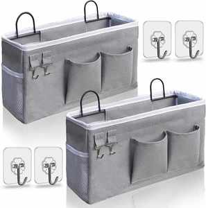 <b>Large</b> Wall Hanging Organizer Bag Linen Fabric Waterproof <b>Bin</b> Door Hanging Storage Baskets with Pockets - Product Image 1