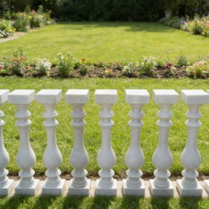Rampe d'escalier en marbre blanc moderne et exquise, personnalisée, pour <span class=keywords><strong>terrasse</strong></span>, décoration extérieure et intérieure - Product Image 1
