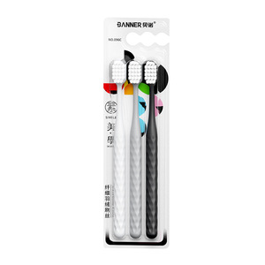 Cepillo de dientes Banner, paquete de 3, cerdas suaves, cepillo de dientes manual para adultos, para el cuidado y limpieza de las encías - Product Image 5