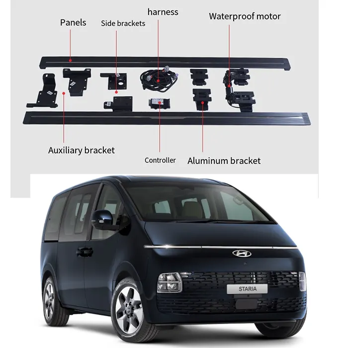 Pijakan samping listrik cerdas, Aksesori Mobil papan lari, pijakan kaki daya dapat ditarik untuk Hyundai Staria 2021 +