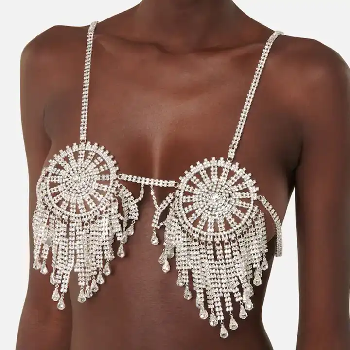 new style crystal bralette tops chain