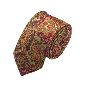 100% Handmade Custom Woven Pure Silk Necktie Paisley Jacquard Mens Neck Tie Gravatas