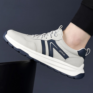 Zapatillas deportivas de cuero para hombre Store 1987, con punta redonda, cordones, suela de goma transpirable, estilo deportivo informal para otoño. - Product Image 3