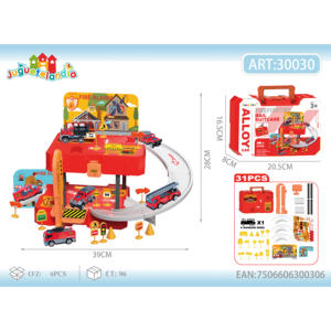 Juguete temático de coche de estacionamiento de fuego de aleación con 1 coche dorado 1 Juego de bolsos de signos-para niños - Product Image 1