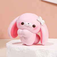 Weißes Kaninchen Ferkel Hamster Panda Niedliche PVC-Tiermodelle Harz Feste künstliche Ornamente für den grenz überschreiten den Verkauf von Desktop-Autos