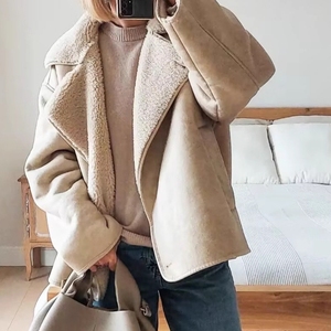 Este vestido <span class=keywords><strong>de</strong></span> mujer <span class=keywords><strong>de</strong></span> otoño e invierno presenta un abrigo <span class=keywords><strong>de</strong></span> manga larga elegante y <span class=keywords><strong>de</strong></span> moda hecho <span class=keywords><strong>de</strong></span> gamuza y forro polar para el calor - Product Image 2