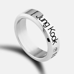 Anillo de Acero Inoxidable con Nombre Grabado, Joyería de Cumpleaños, Decoración, Regalo para Fans de Bangtan Boys RM JIMIN <span class=keywords><strong>JIN</strong></span> SUGA V, Artesanía en Metal - Product Image 1