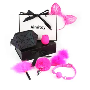 Aimitoy Mainan Seks SM Mewah BDSM Paket Hadiah Bondage Wanita Dewasa Sm Pemasok 6 Buah Vibrator Silikon Colokan Bokong untuk Pasangan