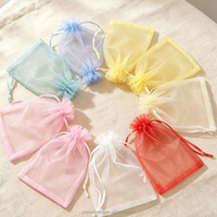 Pochette de rangement pour bijoux en maille polyester durable et écologique, avec logo personnalisé imprimé par transfert thermique, sac cadeau en organza avec cordon de serrage