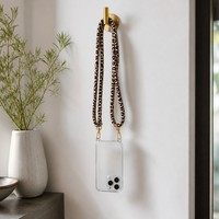 Étui de téléphone Coalbooliy avec sangle pour iPhone 15 6.1, compatible avec l'étui transparent esthétique à motif léopard avec cordon