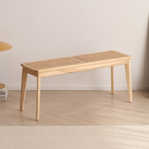 Solid Wood Rattan Bench 1M 1.2M 1.5M Nordic Style Entryway Bedroom Footstool Modern Living Room Furniture Durable - Product Image 1
