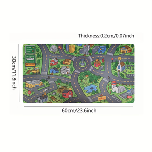 Grand tapis de souris à motif urbain de dessin animé, tapis de bureau ultra-lisse avec bords cousus, base en caoutchouc antidérapante, carte de ville éclatante pour espaces de travail - Product Image 2