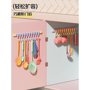 Organizador de Cocina con Riel Deslizante y Ganchos para Puerta de Armario, Soporte para Utensilios, Material ABS, Capacidad de 1-3 kg - Product Image 2