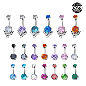 맞춤형 F136 티타늄 배꼽 링 다양한 스타일 크리스탈 내부 나사형 신형 배꼽 피어싱 주얼리 - Product Image 1