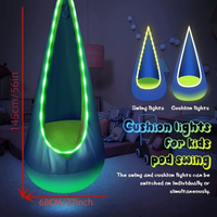 Vente en gros en usine balançoire pour enfants siège hamac en nylon balançoire avec lumière LED et coussin gonflable pour l'extérieur