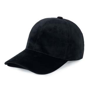 Casquette de baseball unisexe en velours à 6 panneaux, couleur unie, motif lettres, visière incurvée, boucle argentée/cuivrée, vente en gros - Product Image 1